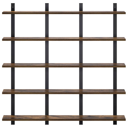 Wall Shelf Smoked Oak 102 x 13.5 x 102 cm Engineered Wood