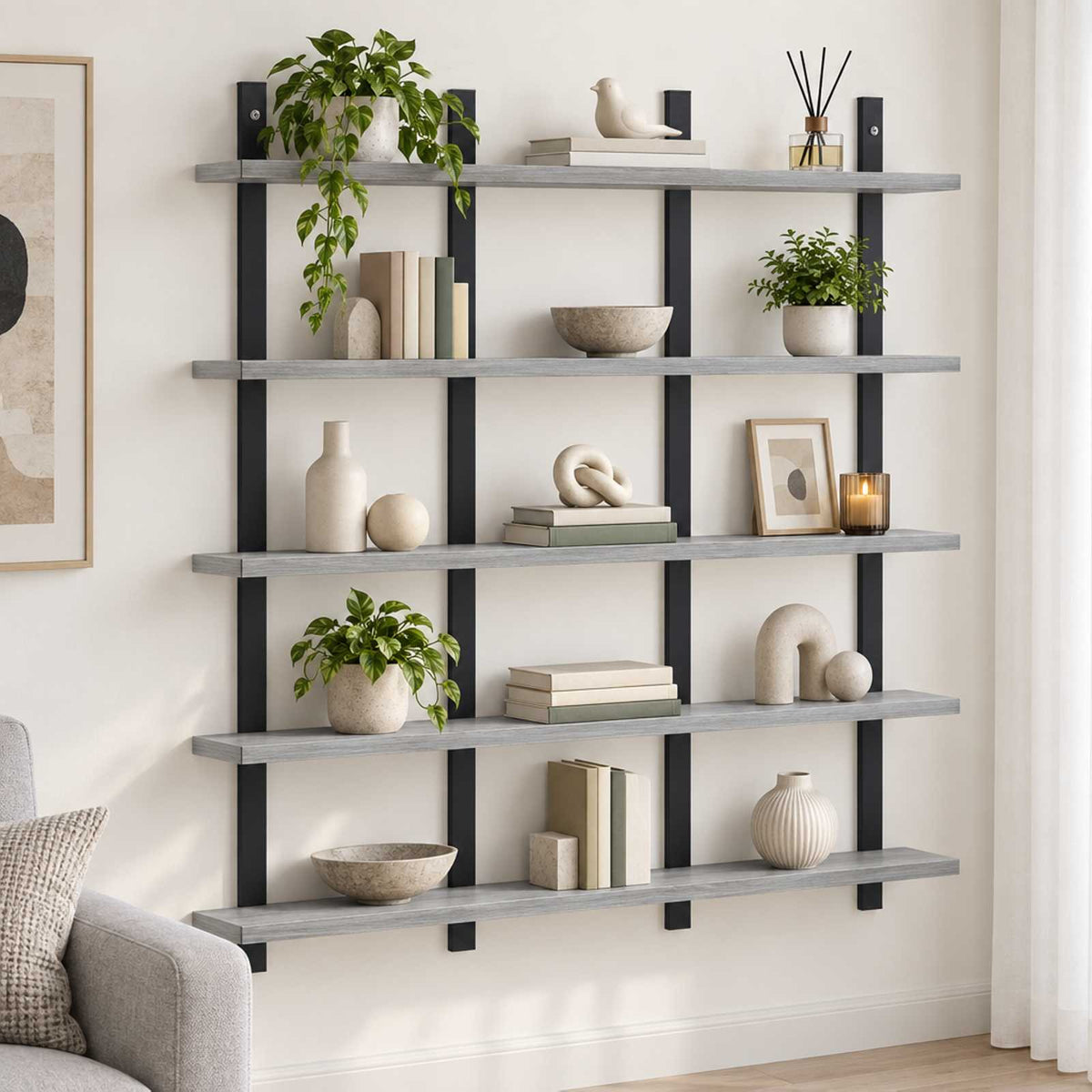 Wall Shelf Grey Sonoma 102 x 13.5 x 102 cm Engineered Wood