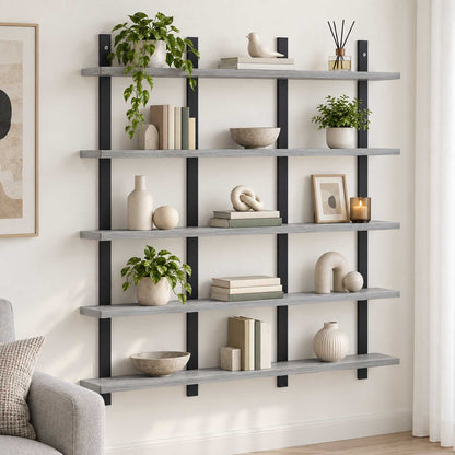 Wall Shelf Grey Sonoma 102 x 13.5 x 102 cm Engineered Wood