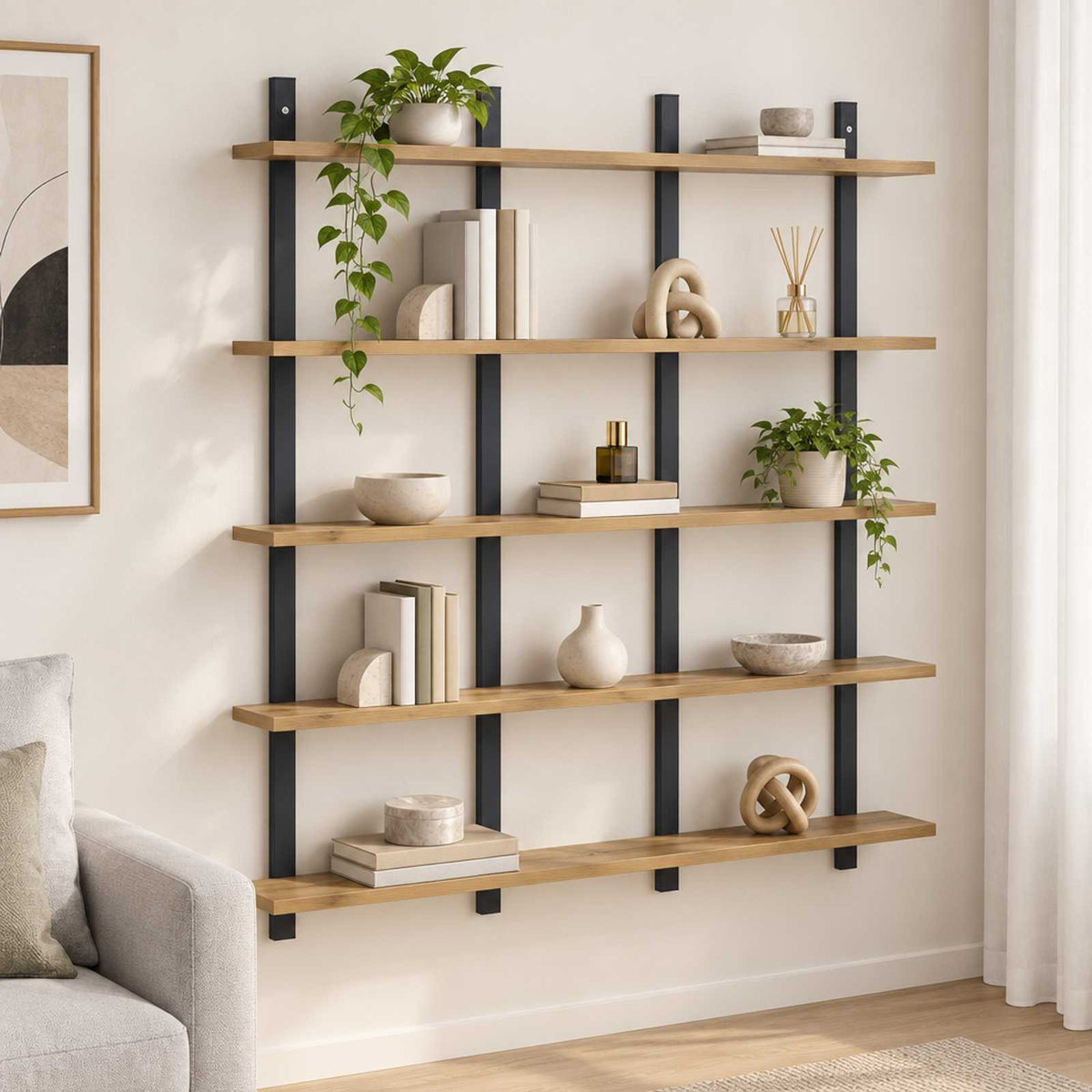 Wall Shelf Artisan Oak 102 x 13.5 x 102 cm Engineered Wood