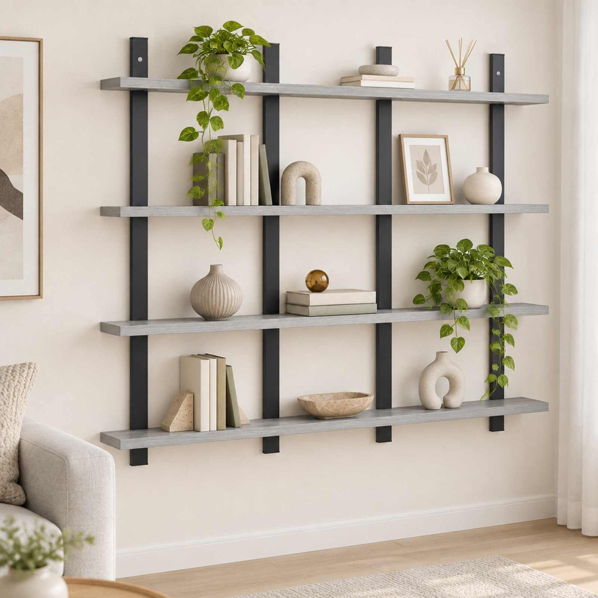 Wall Shelf Grey Sonoma 102 x 13.5 x 80 cm Engineered Wood