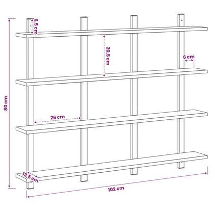 Wall Shelf Old Wood 102 x 13.5 x 80 cm Engineered Wood
