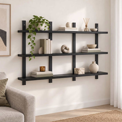 Wall Shelf Black Oak 102 x 13.5 x 58 cm Engineered Wood