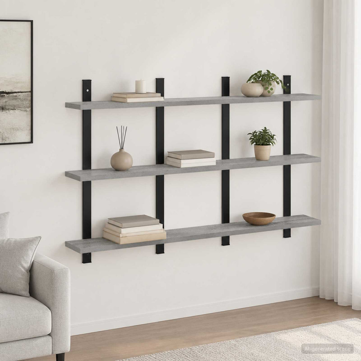 Wall Shelf Grey Sonoma 102 x 13.5 x 58 cm Engineered Wood