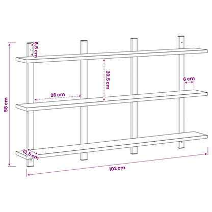 Wall Shelf Old Wood 102 x 13.5 x 58 cm Engineered Wood