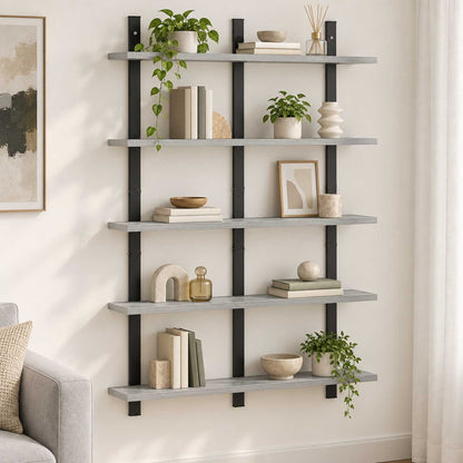 Wall Shelf Grey Sonoma 79.5 x 13.5 x 102 cm Engineered Wood