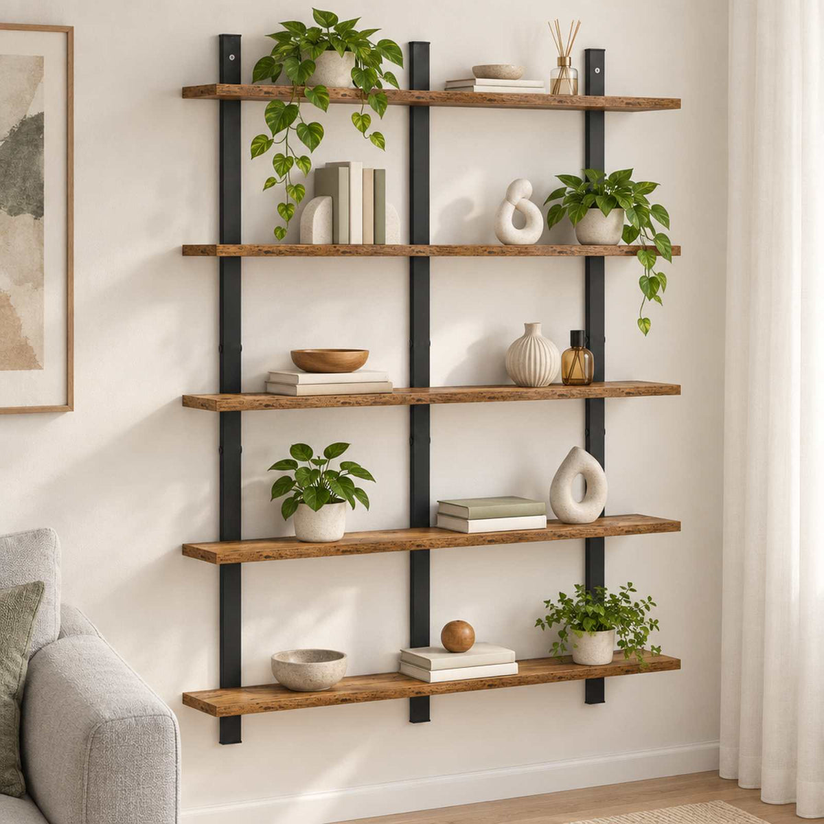 Wall Shelf Old Wood 79.5 x 13.5 x 102 cm Engineered Wood
