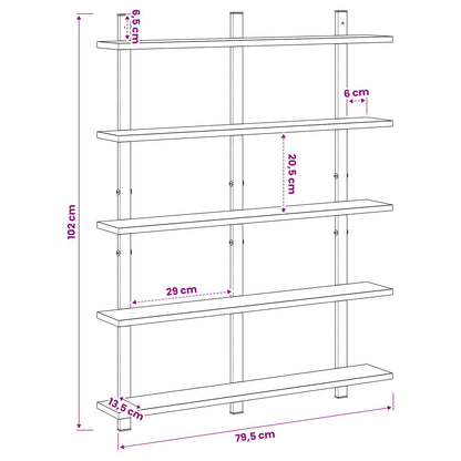 Wall Shelf Old Wood 79.5 x 13.5 x 102 cm Engineered Wood
