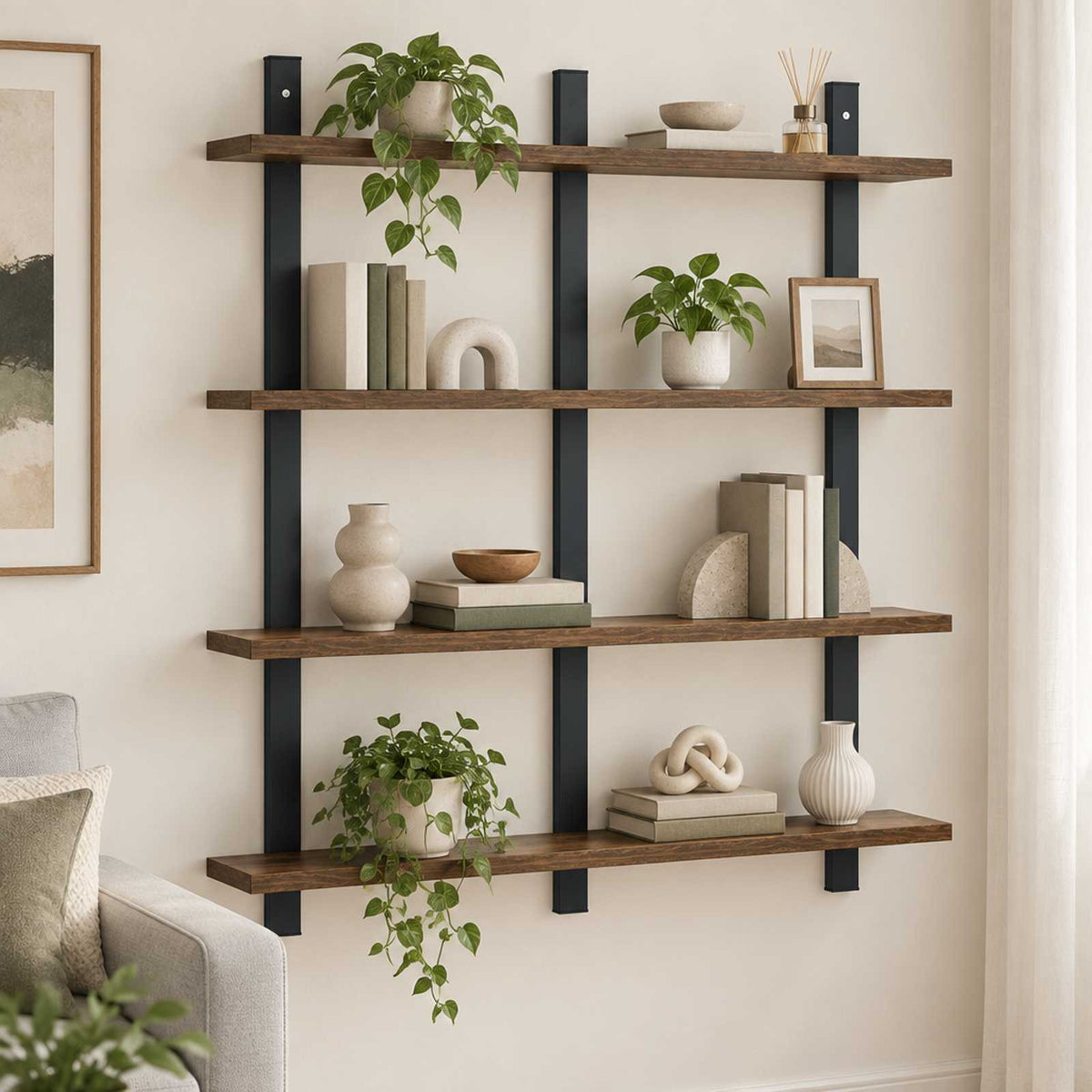 Wall Shelf Smoked Oak 79.5 x 13.5 x 80 cm Engineered Wood