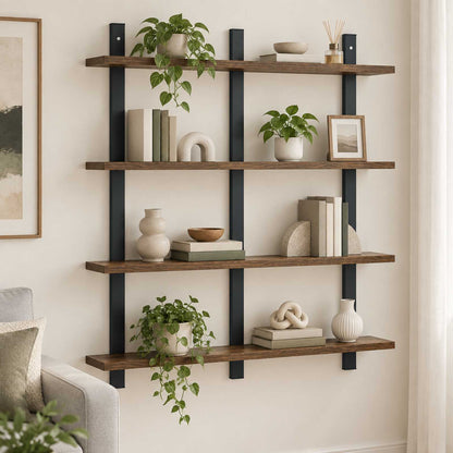 Wall Shelf Smoked Oak 79.5 x 13.5 x 80 cm Engineered Wood