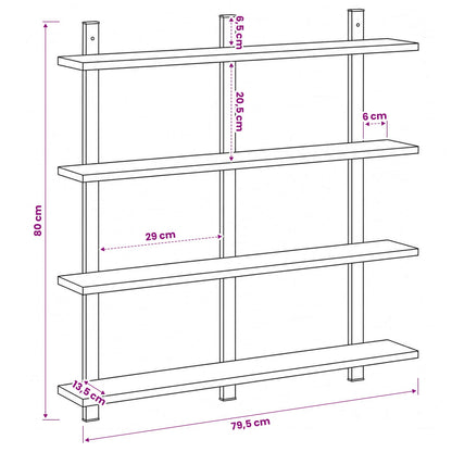 Wall Shelf Old Wood 79.5 x 13.5 x 80 cm Engineered Wood