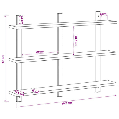 Wall Shelf Grey Sonoma 79.5 x 13.5 x 58 cm Engineered Wood