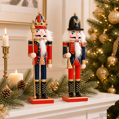 Christmas Nutcracker TURKU 2 pcs Red and Black 30 cm