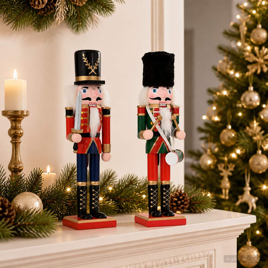 Christmas Nutcracker TURKU 2 pcs Red and Black 30 cm
