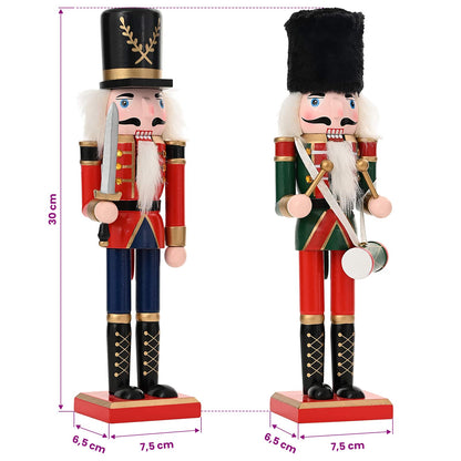 Christmas Nutcracker TURKU 2 pcs Red and Black 30 cm