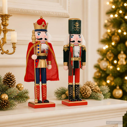 Christmas Nutcracker TURKU 2 pcs Red and Black 38 cm