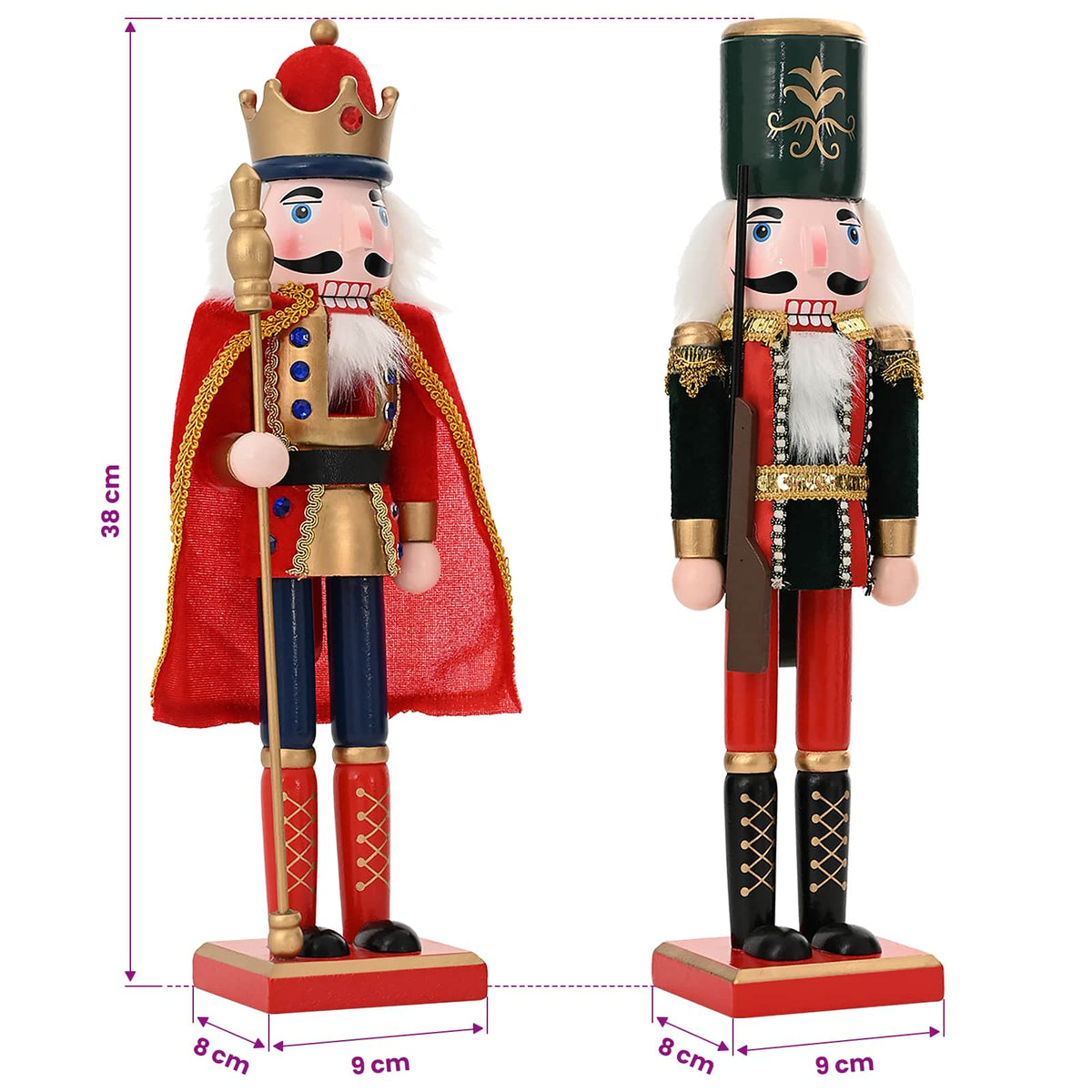 Christmas Nutcracker TURKU 2 pcs Red and Black 38 cm