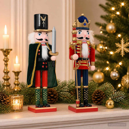 Christmas Nutcracker TURKU 2 pcs Red and Black 38 cm