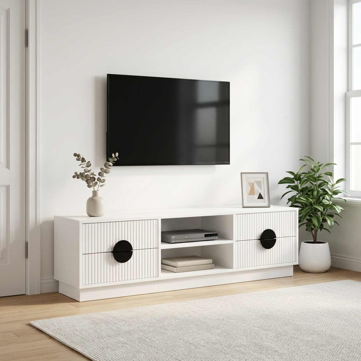 TV Cabinet VENRAY 137.5 x 33 x 40 cm White