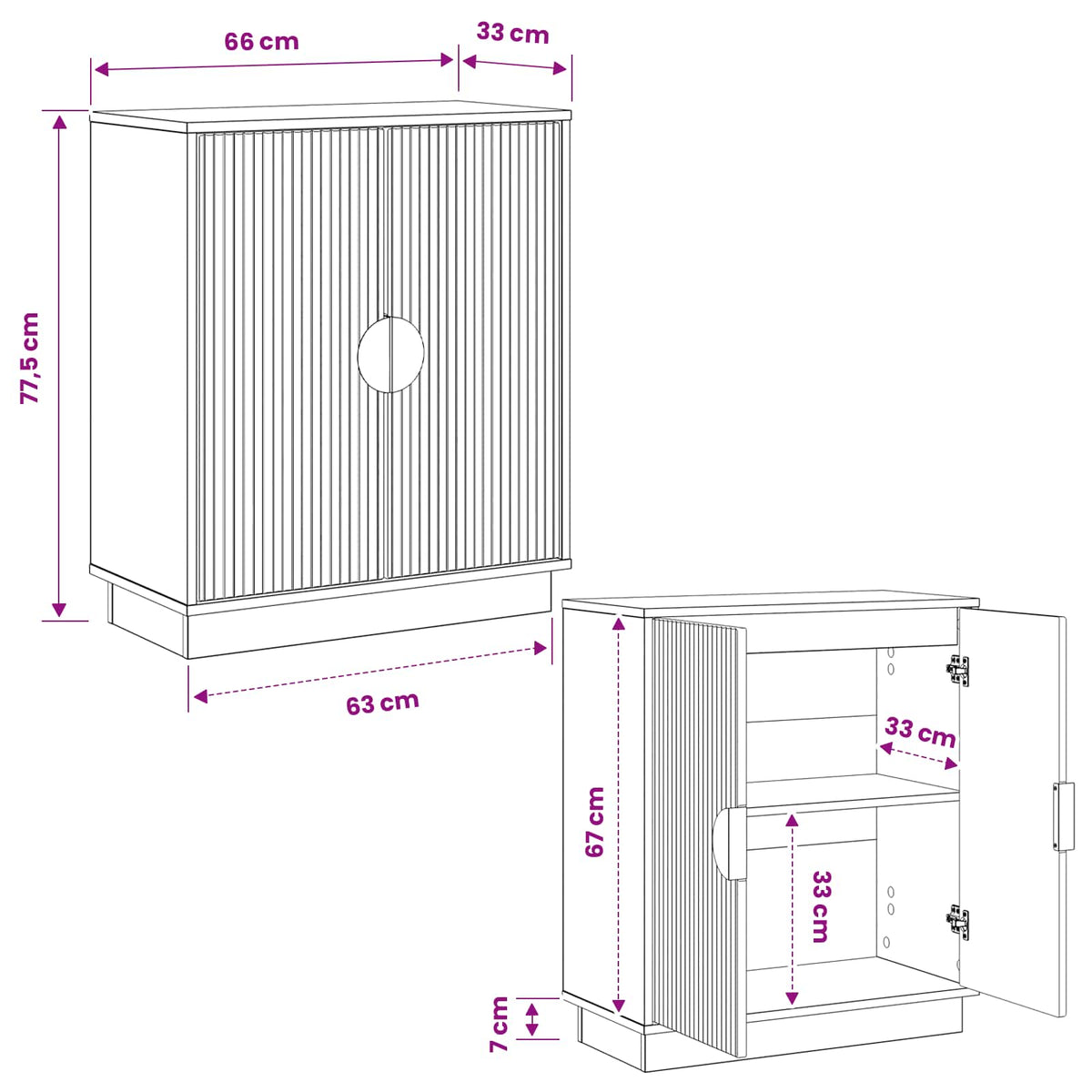 Sideboard VENRAY Grey Sonoma 66 x 33 x 77.5 cm Engineered Wood