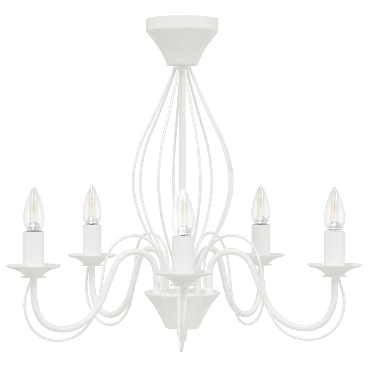Chandelier E14 Metal White Ø 52 x 47 cm