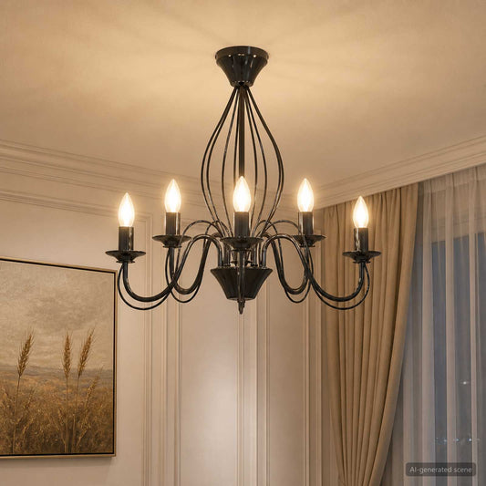 Chandelier E14 Metal Black Ø 52 x 47 cm