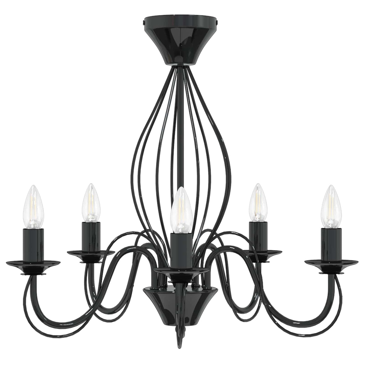 Chandelier E14 Metal Black Ø 52 x 47 cm