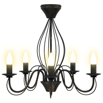 Chandelier E14 Metal Antique Black Ø 52 x 47 cm