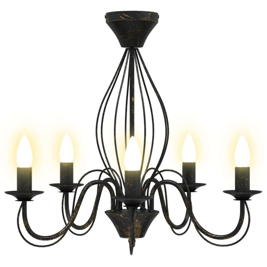 Chandelier E14 Metal Antique Black Ø 52 x 47 cm