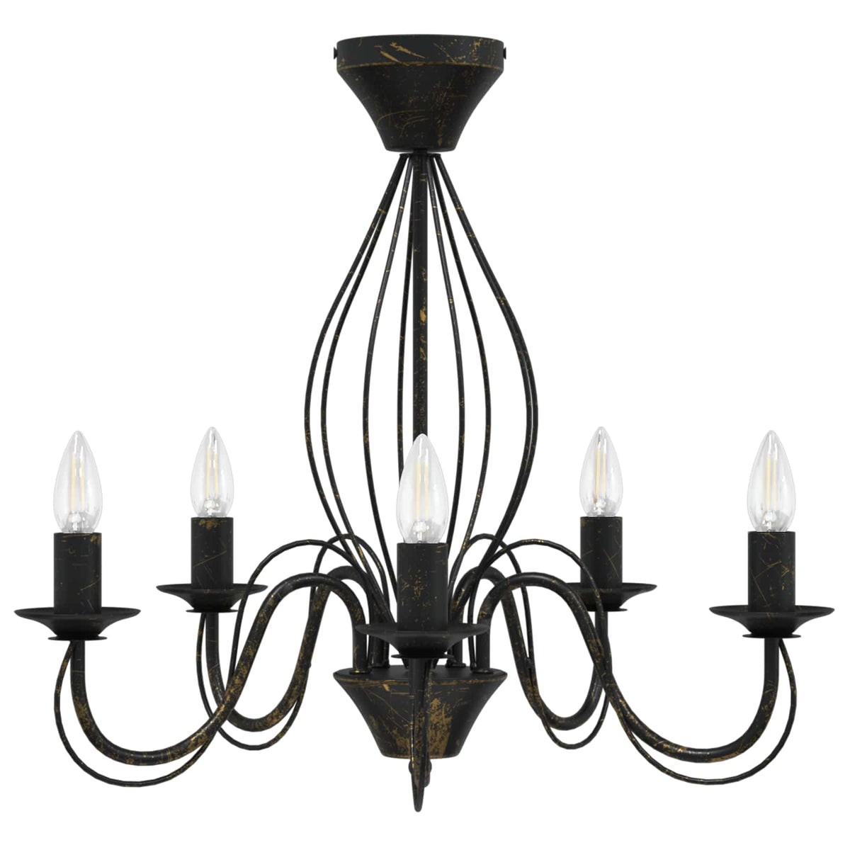 Chandelier E14 Metal Antique Black Ø 52 x 47 cm