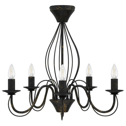Chandelier E14 Metal Antique Black Ø 52 x 47 cm