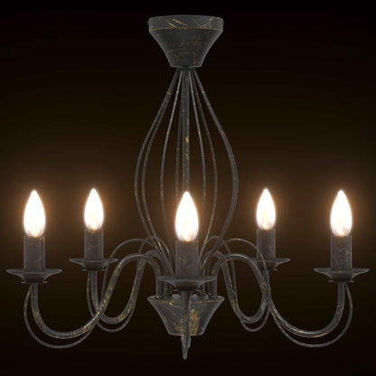 Chandelier E14 Metal Antique Black Ø 52 x 47 cm