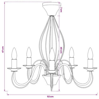 Chandelier E14 Metal Antique Black Ø 52 x 47 cm