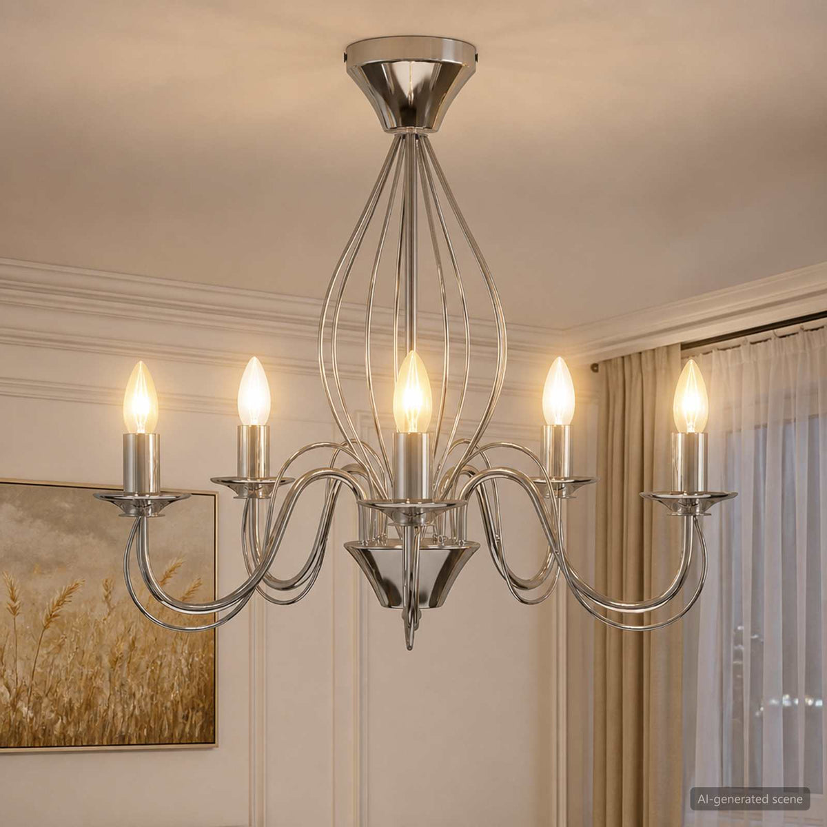 Chandelier E14 Metal Chrome Ø 52 x 47 cm