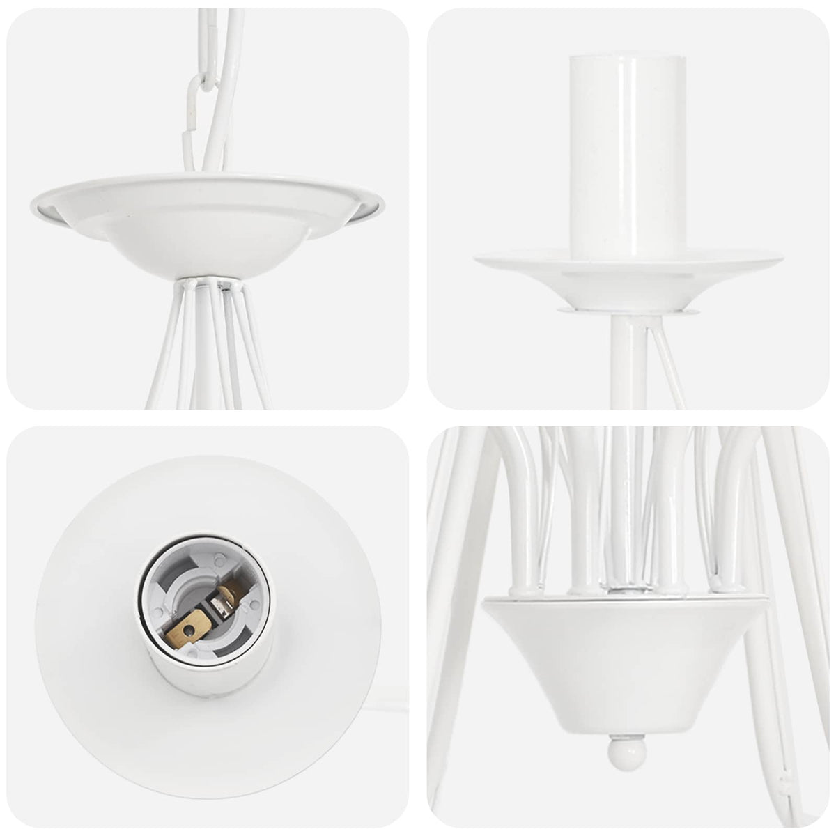 Adjustable Chandelier E14 Metal White Ø 78 x 101 cm