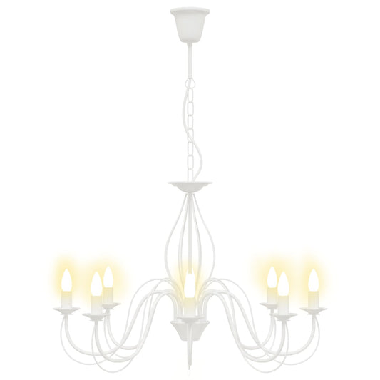Adjustable Chandelier E14 Metal White Ø 78 x 101 cm