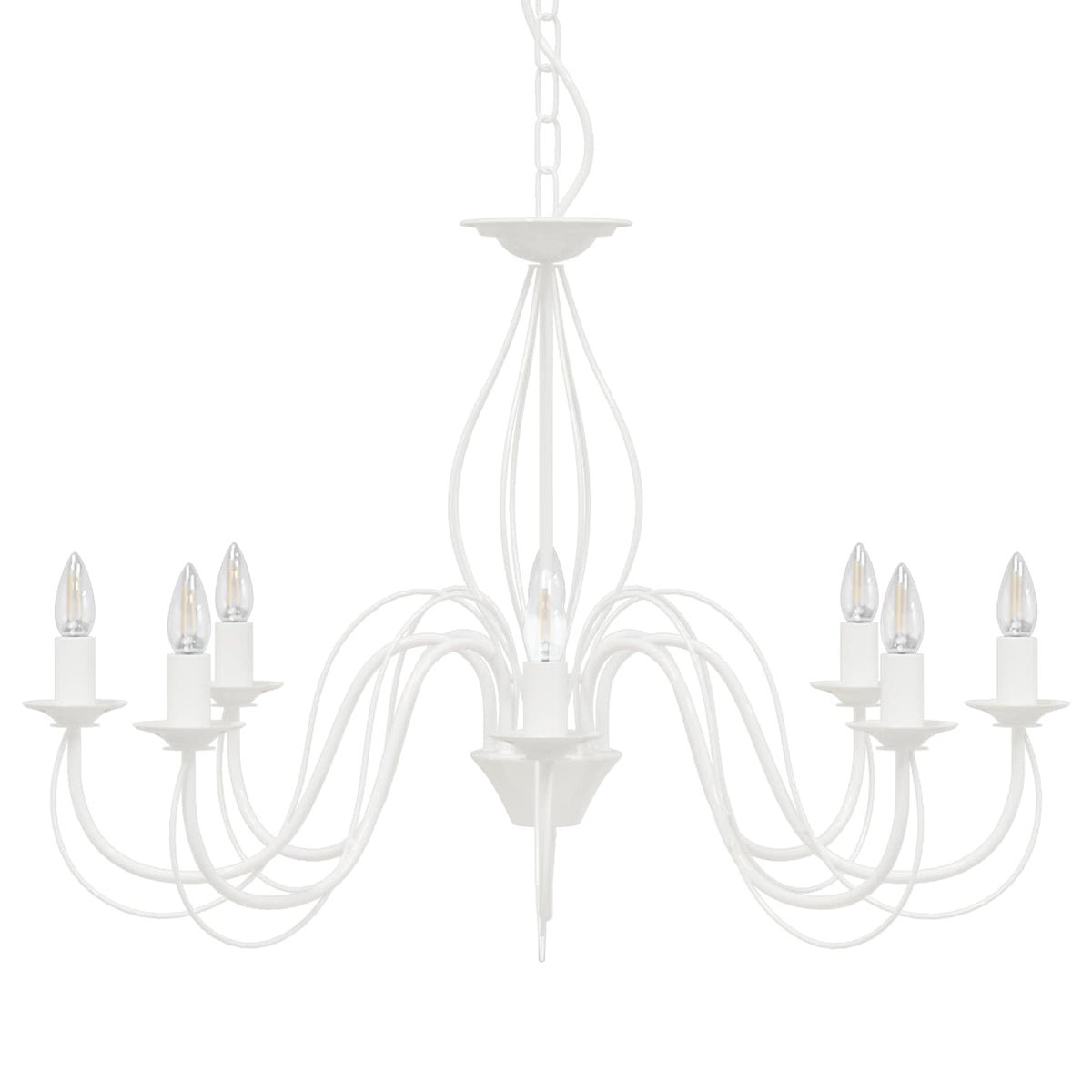 Adjustable Chandelier E14 Metal White Ø 78 x 101 cm