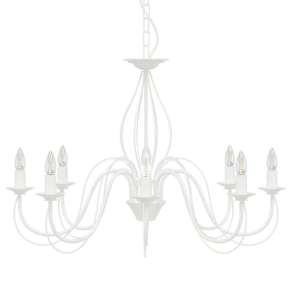 Adjustable Chandelier E14 Metal White Ø 78 x 101 cm