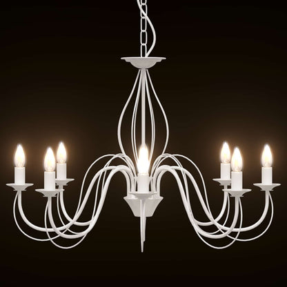 Adjustable Chandelier E14 Metal White Ø 78 x 101 cm