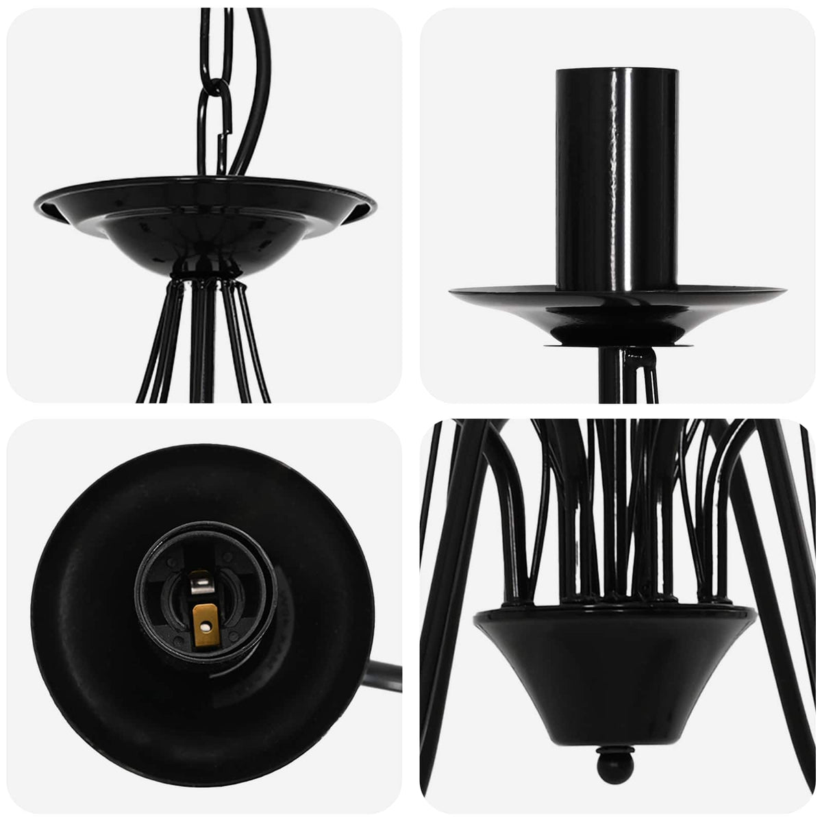 Adjustable Chandelier E14 Metal Black Ø 78 x 101 cm