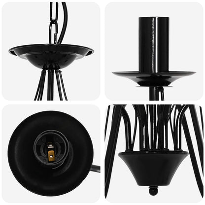 Adjustable Chandelier E14 Metal Black Ø 78 x 101 cm