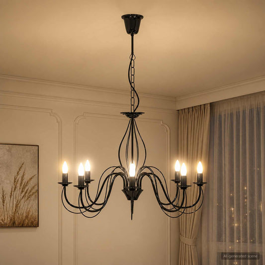 Adjustable Chandelier E14 Metal Black Ø 78 x 101 cm