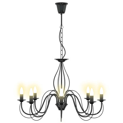 Adjustable Chandelier E14 Metal Black Ø 78 x 101 cm