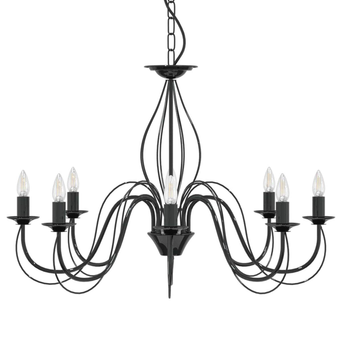 Adjustable Chandelier E14 Metal Black Ø 78 x 101 cm