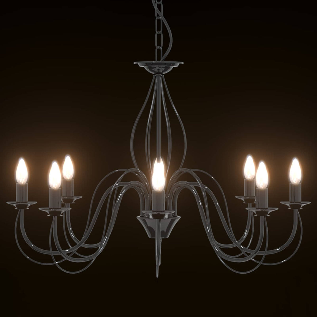 Adjustable Chandelier E14 Metal Black Ø 78 x 101 cm