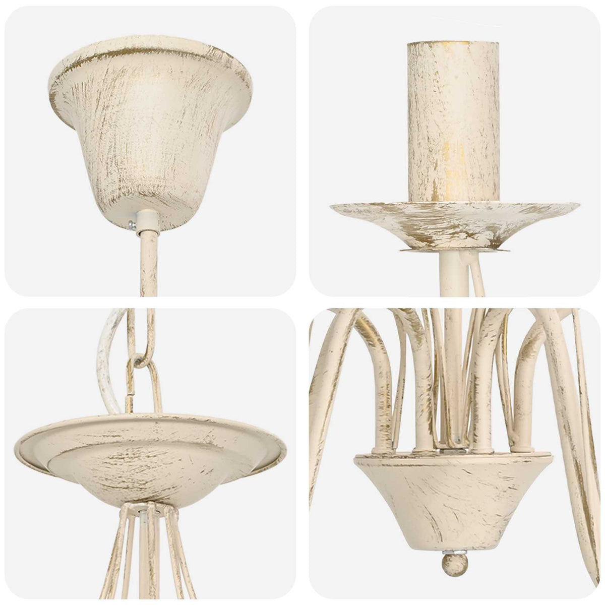 Adjustable Chandelier E14 Metal Antique White Ø 78 x 101 cm