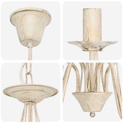 Adjustable Chandelier E14 Metal Antique White Ø 78 x 101 cm