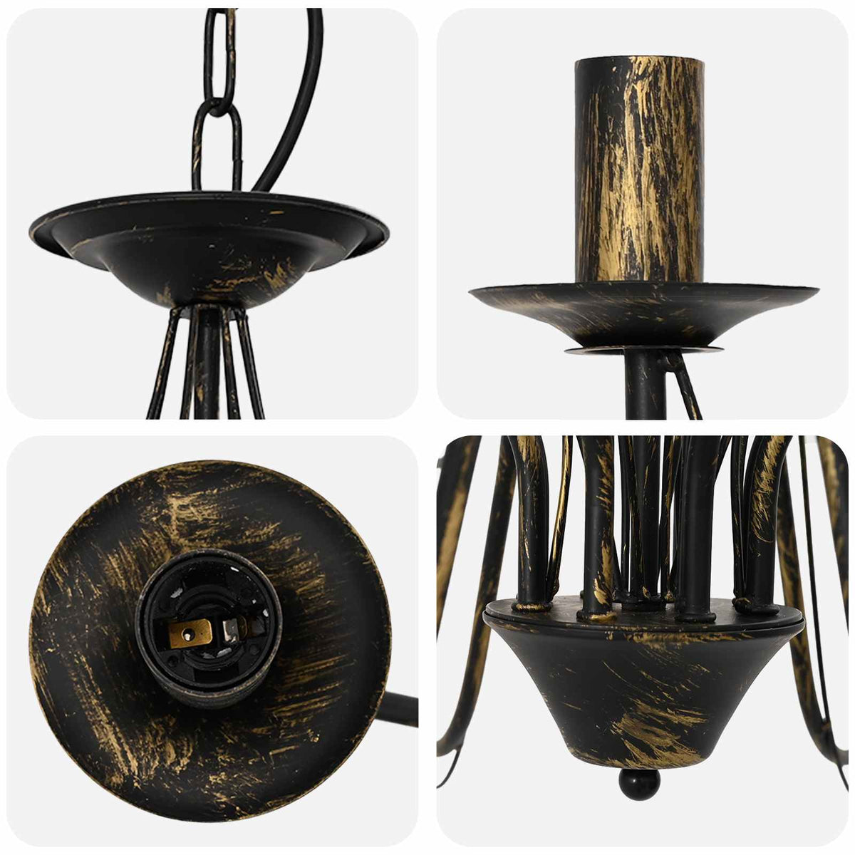 Adjustable Chandelier E14 Metal Antique Black Ø 78 x 101 cm
