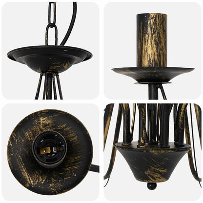 Adjustable Chandelier E14 Metal Antique Black Ø 78 x 101 cm