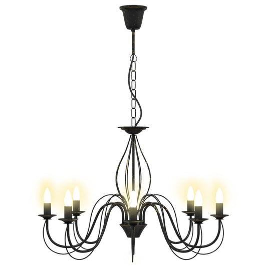 Adjustable Chandelier E14 Metal Antique Black Ø 78 x 101 cm